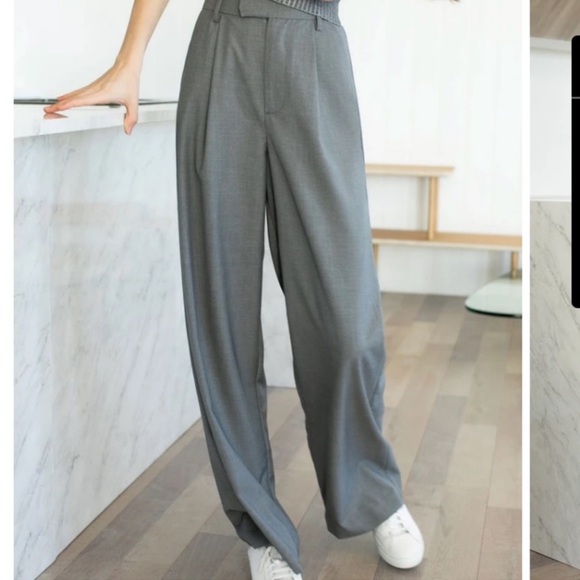 Grey Wide Leg Trousers - Picture 1 of 6